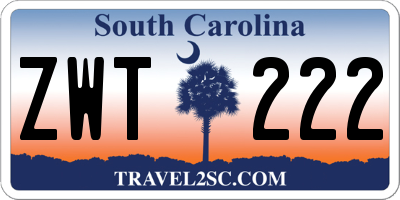 SC license plate ZWT222
