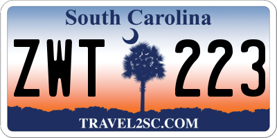 SC license plate ZWT223