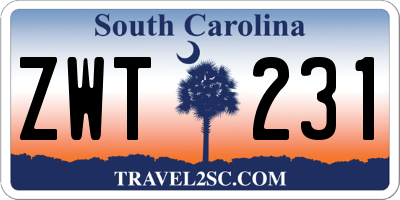 SC license plate ZWT231