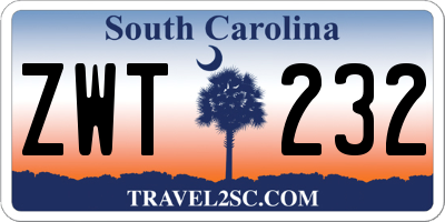 SC license plate ZWT232