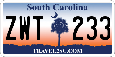 SC license plate ZWT233