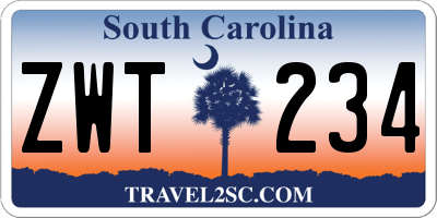 SC license plate ZWT234