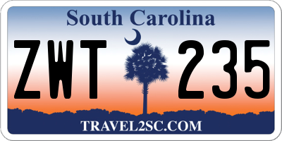 SC license plate ZWT235
