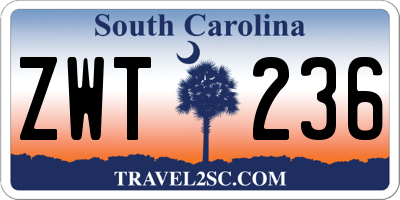 SC license plate ZWT236