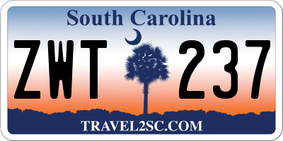 SC license plate ZWT237