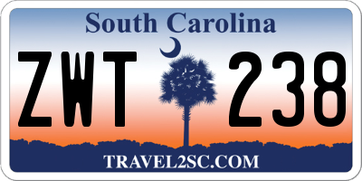 SC license plate ZWT238