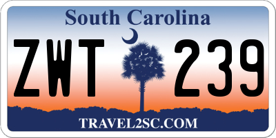 SC license plate ZWT239