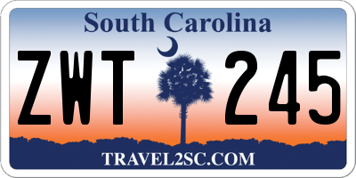SC license plate ZWT245