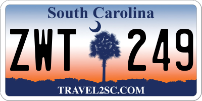 SC license plate ZWT249