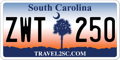 SC license plate ZWT250