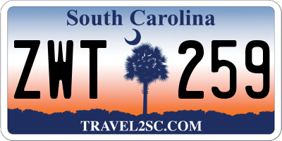 SC license plate ZWT259