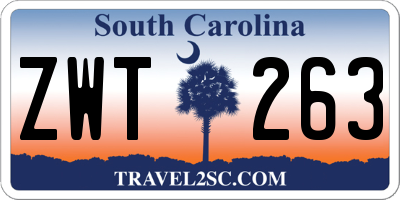 SC license plate ZWT263