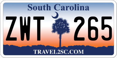 SC license plate ZWT265