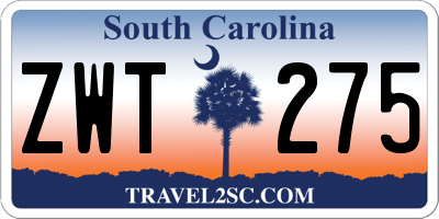 SC license plate ZWT275