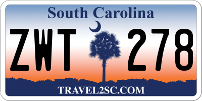 SC license plate ZWT278