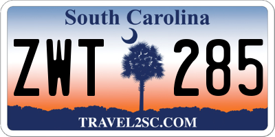 SC license plate ZWT285