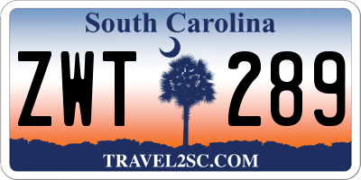 SC license plate ZWT289