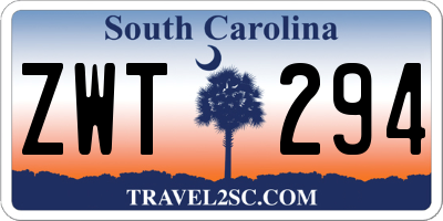 SC license plate ZWT294