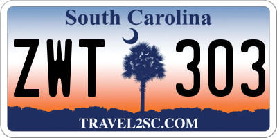 SC license plate ZWT303