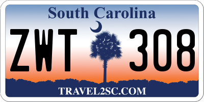 SC license plate ZWT308