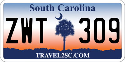 SC license plate ZWT309