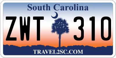 SC license plate ZWT310
