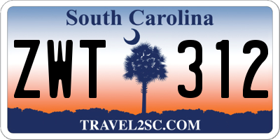 SC license plate ZWT312