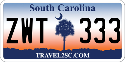 SC license plate ZWT333