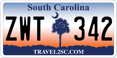 SC license plate ZWT342
