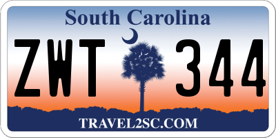 SC license plate ZWT344