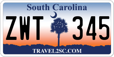 SC license plate ZWT345