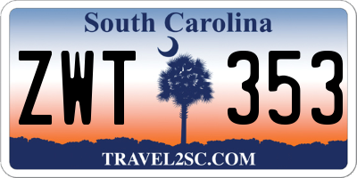 SC license plate ZWT353