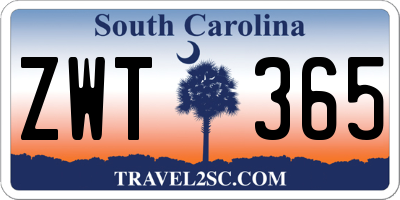 SC license plate ZWT365