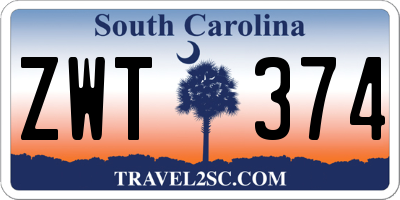 SC license plate ZWT374