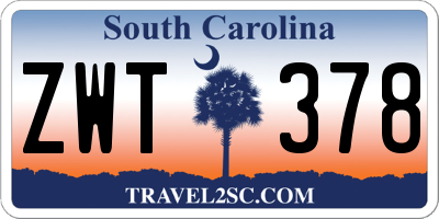 SC license plate ZWT378
