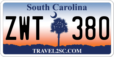 SC license plate ZWT380
