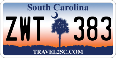 SC license plate ZWT383
