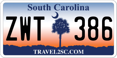 SC license plate ZWT386