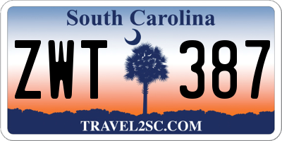 SC license plate ZWT387