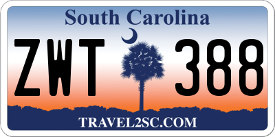 SC license plate ZWT388