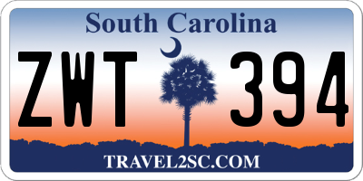 SC license plate ZWT394