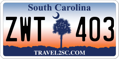 SC license plate ZWT403