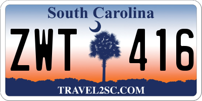 SC license plate ZWT416