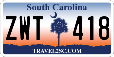 SC license plate ZWT418
