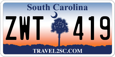 SC license plate ZWT419
