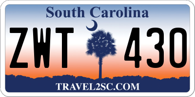 SC license plate ZWT430