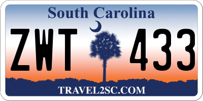 SC license plate ZWT433