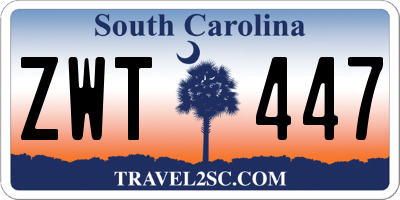 SC license plate ZWT447