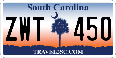 SC license plate ZWT450
