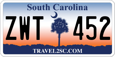 SC license plate ZWT452